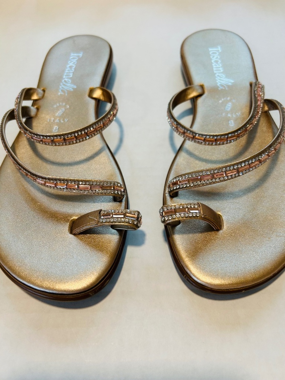 Women Toscanella sandals, rose gold, size 8